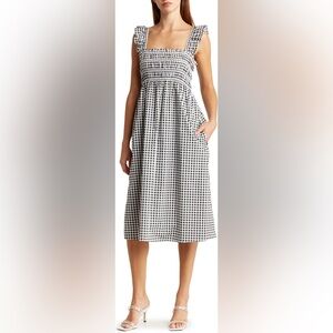 BCBGeneration Gingham smocked Midi Dress Sizs S